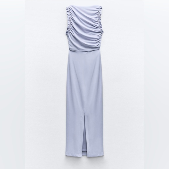 ZARA Ruffled Midi Dress Size Small - Picture 2 of 6